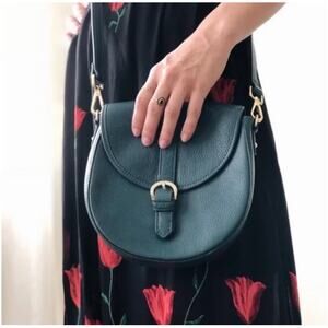 Ora Delphine Billie Saddle Bag Leather Crossbody Guitar Strap Green Dark Teal